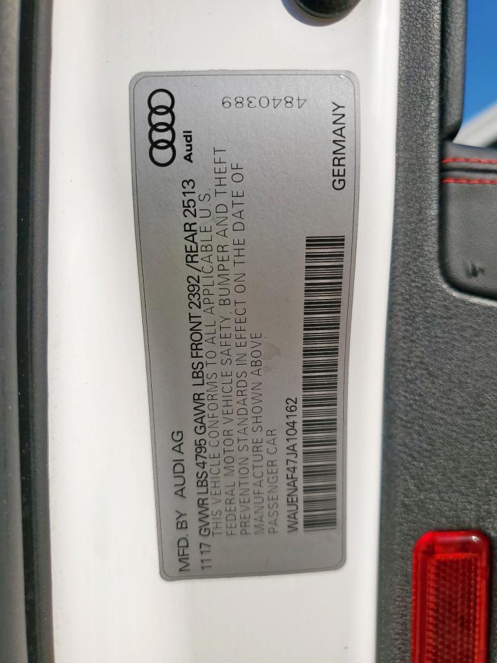 2018 Audi A4 Premium Plus VIN: WAUENAF47JA104162 Lot: 84862895