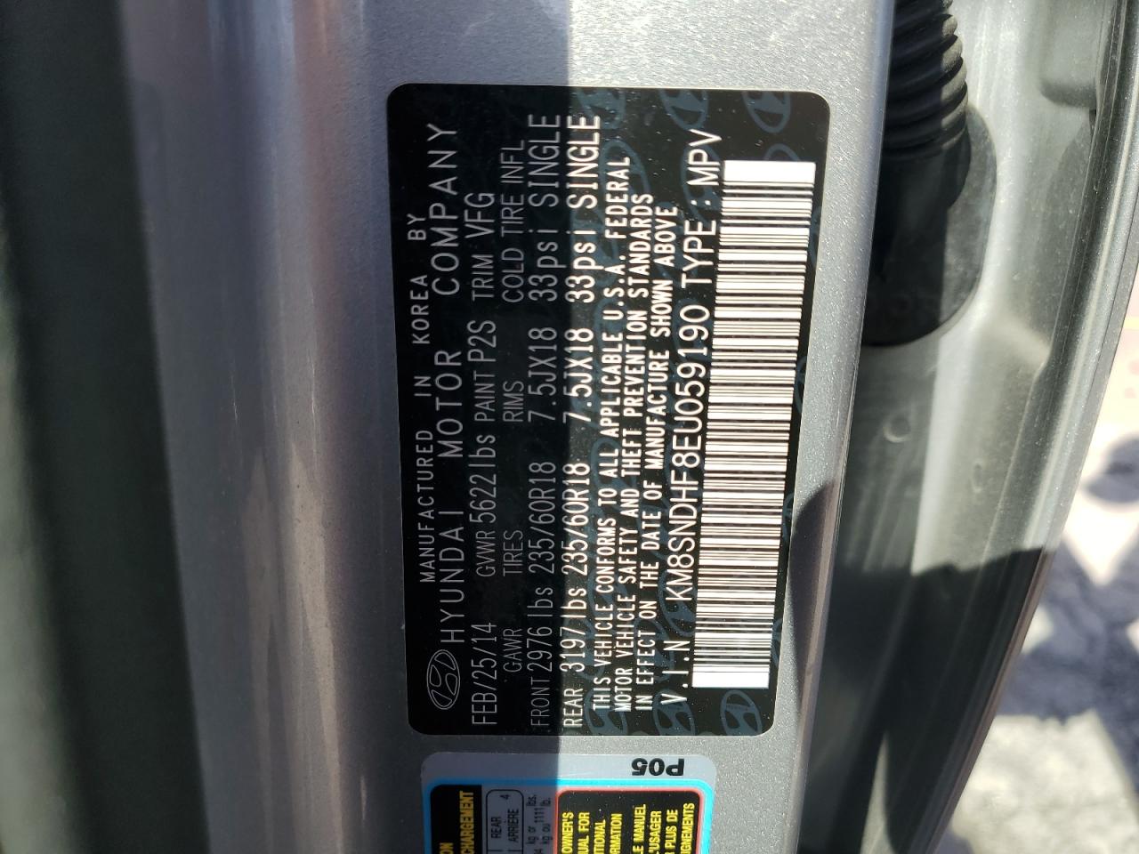 2014 Hyundai Crv VIN: KM8SNDHF8EU059190 Lot: 82186315