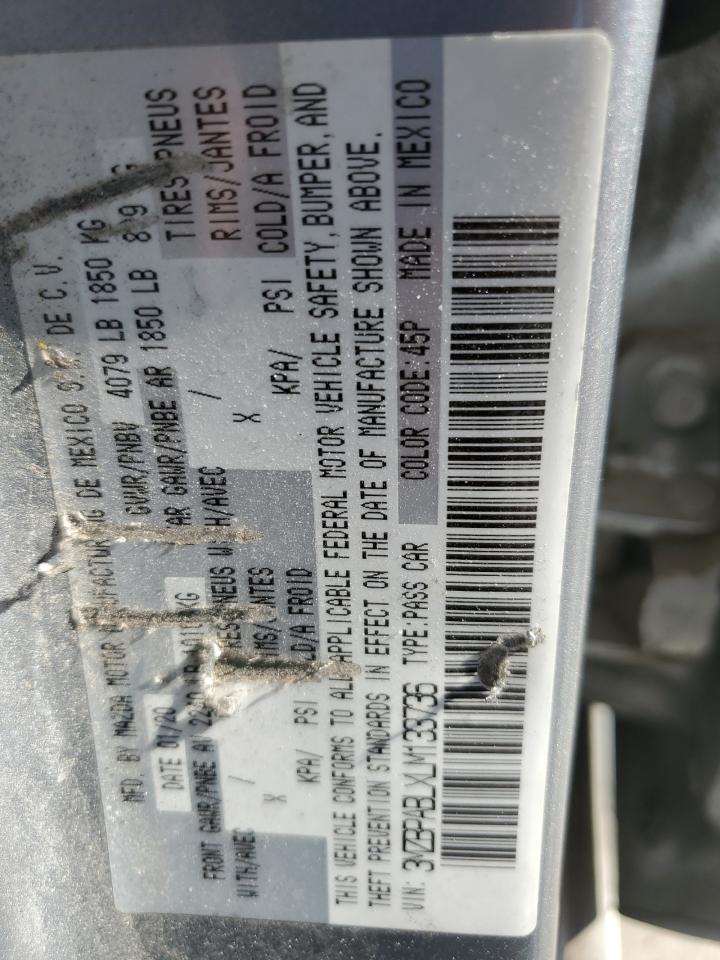 2020 Mazda 3 VIN: 3MZBPABLXLM133736 Lot: 85593445