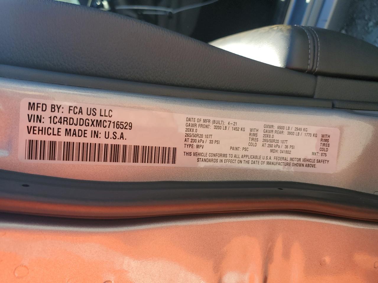 2021 Dodge Durango Gt VIN: 1C4RDJDGXMC716529 Lot: 84659225