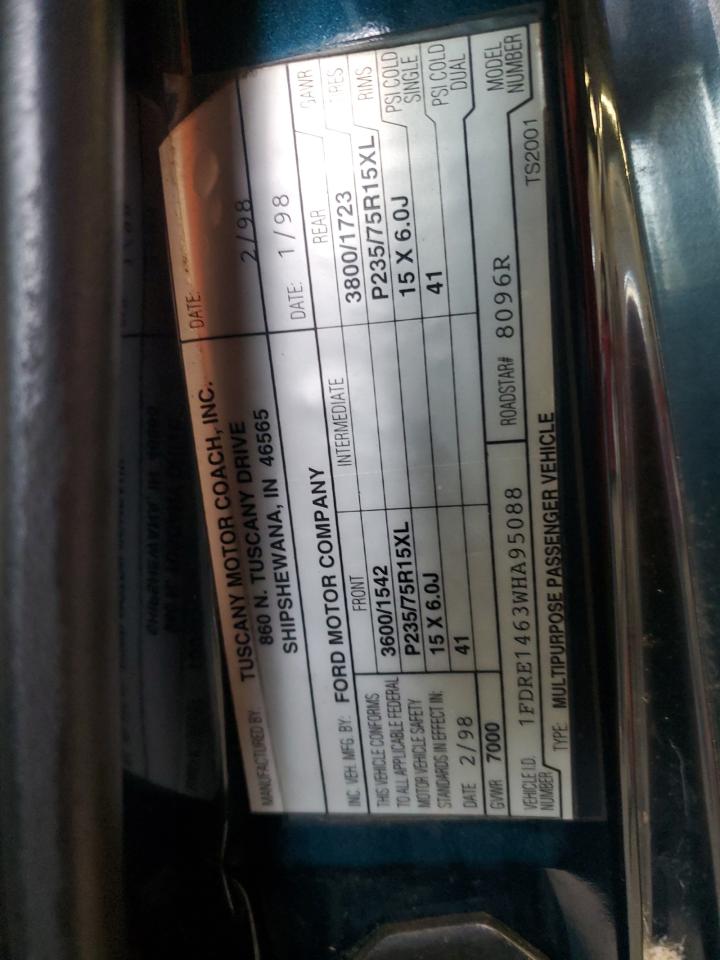 1998 Ford Econoline E150 Van VIN: 1FDRE1463WHA95088 Lot: 90454155