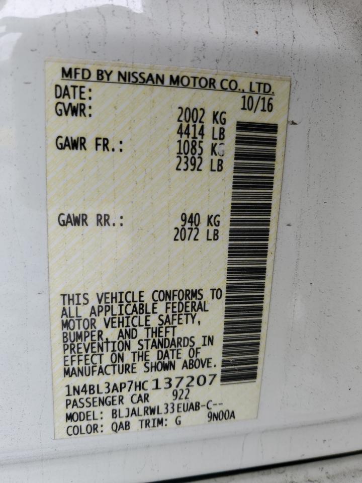 2017 Nissan Altima 3.5Sl VIN: 1N4BL3AP7HC137207 Lot: 89627025