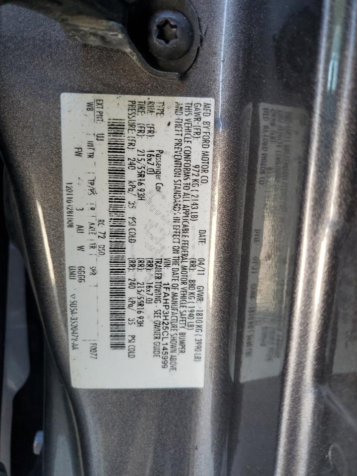 2012 Ford Focus Sel VIN: 1FAHP3H25CL145999 Lot: 85197285