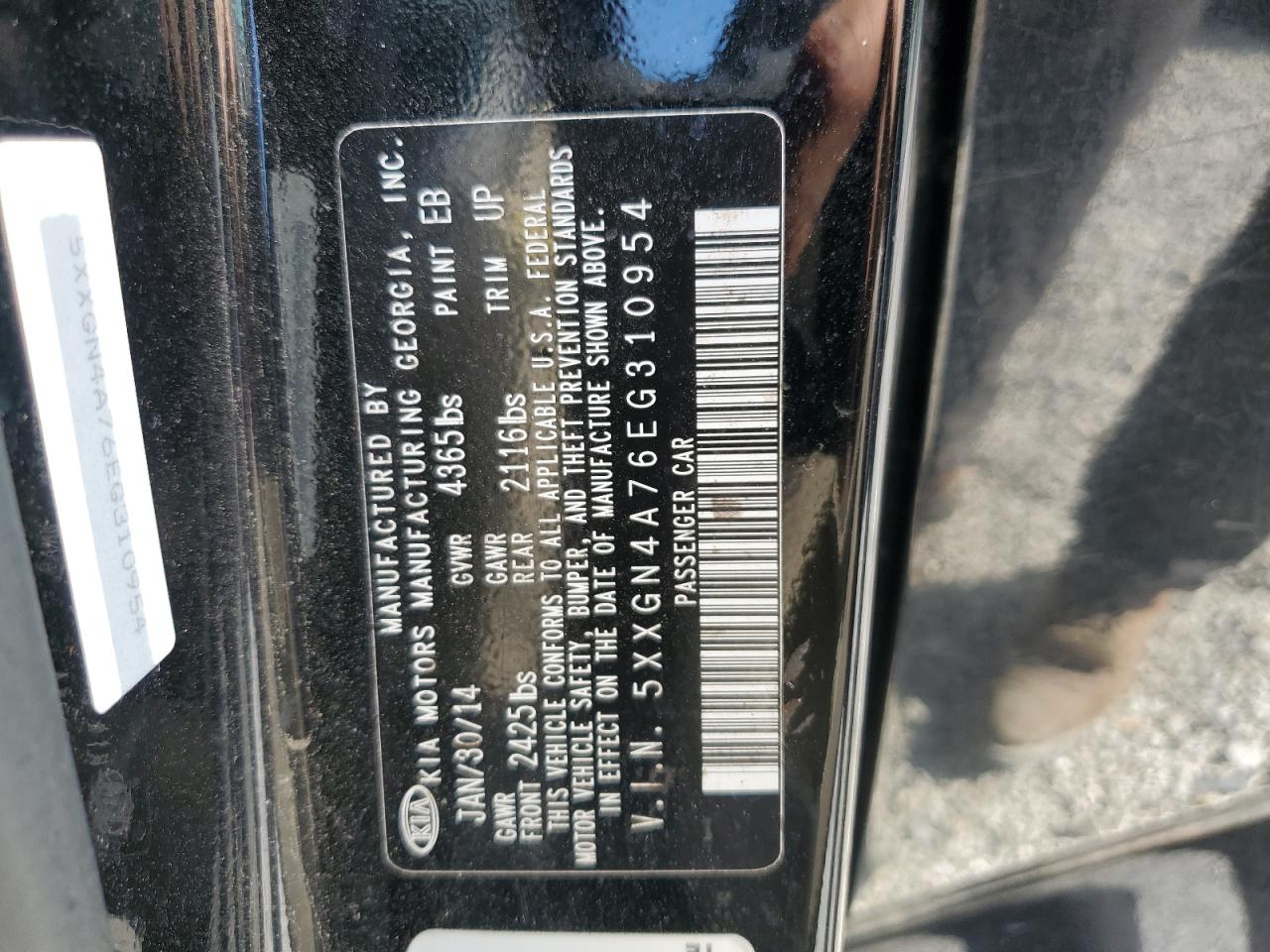 2014 Kia Optima Ex VIN: 5XXGN4A76EG310954 Lot: 81973755