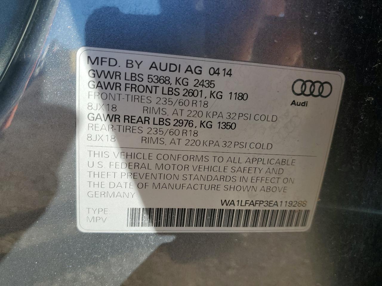 2014 Audi Q5 Premium Plus VIN: WA1LFAFP3EA119288 Lot: 90475795
