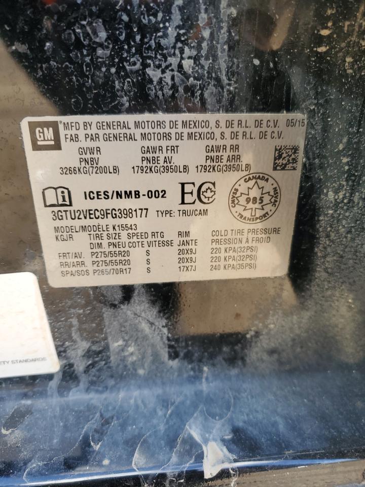 2015 GMC Sierra K1500 Slt VIN: 3GTU2VEC9FG398177 Lot: 82226245