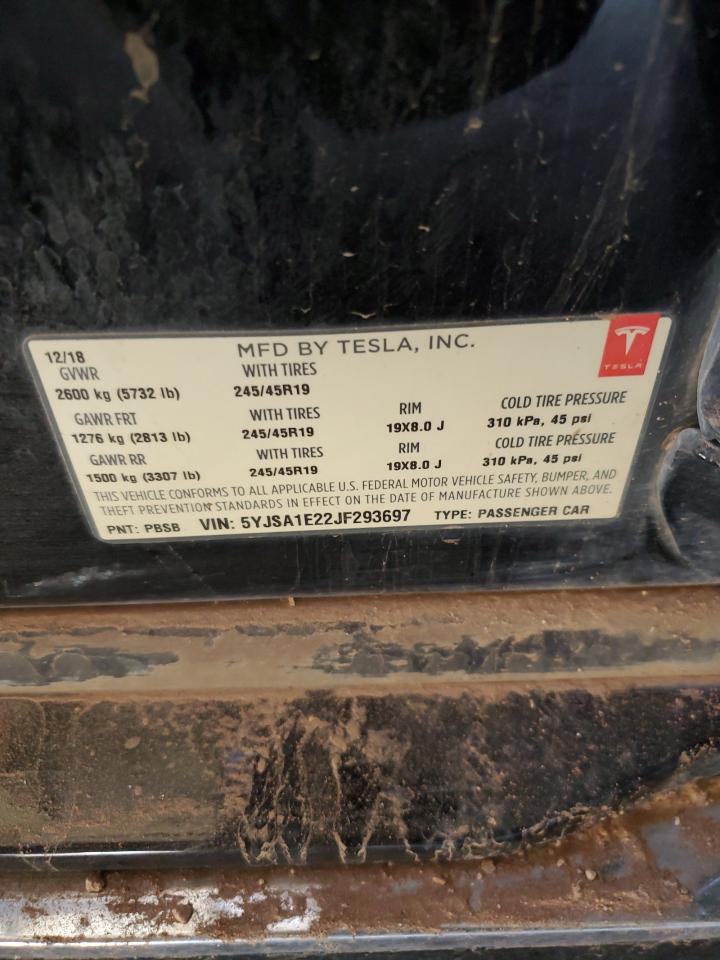 2018 Tesla Model S VIN: 5YJSA1E22JF293697 Lot: 82450885