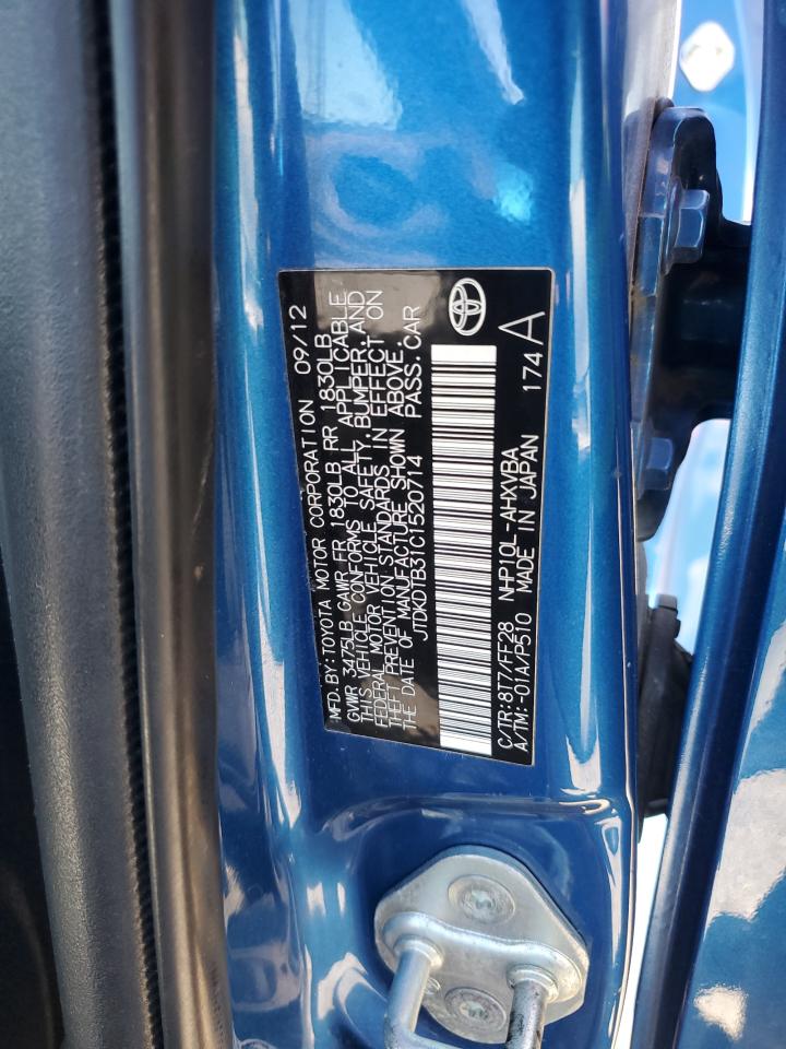 2012 Toyota Prius C VIN: JTDKDTB31C1520714 Lot: 90399085