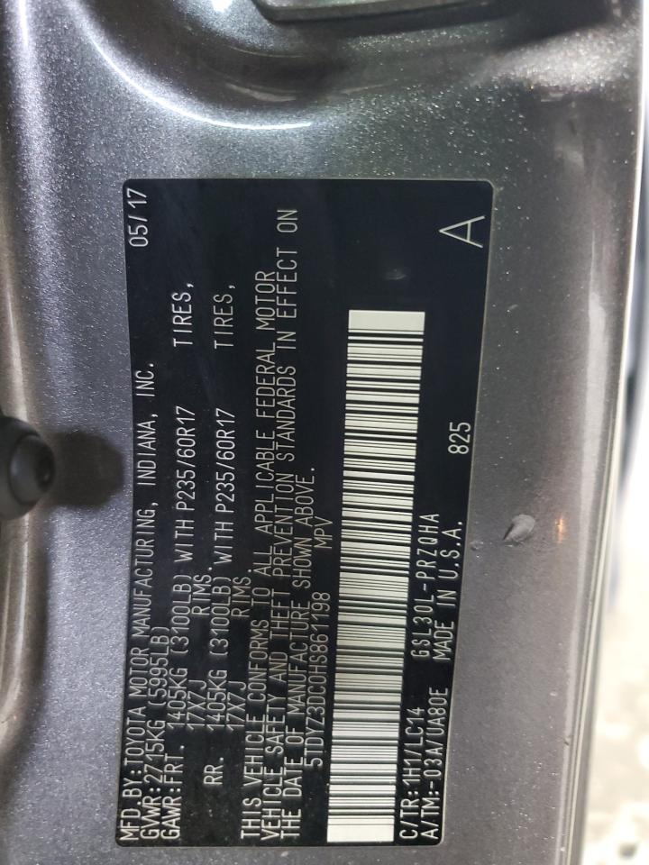 2017 Toyota Sienna Xle VIN: 5TDYZ3DC0HS861198 Lot: 86448385