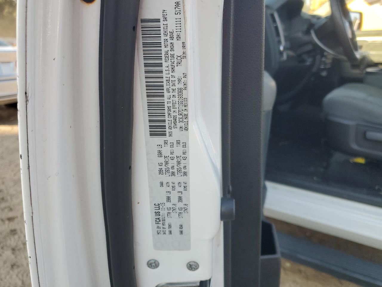 2016 Ram 1500 St VIN: 3C6JR7DT1GG169366 Lot: 86313045