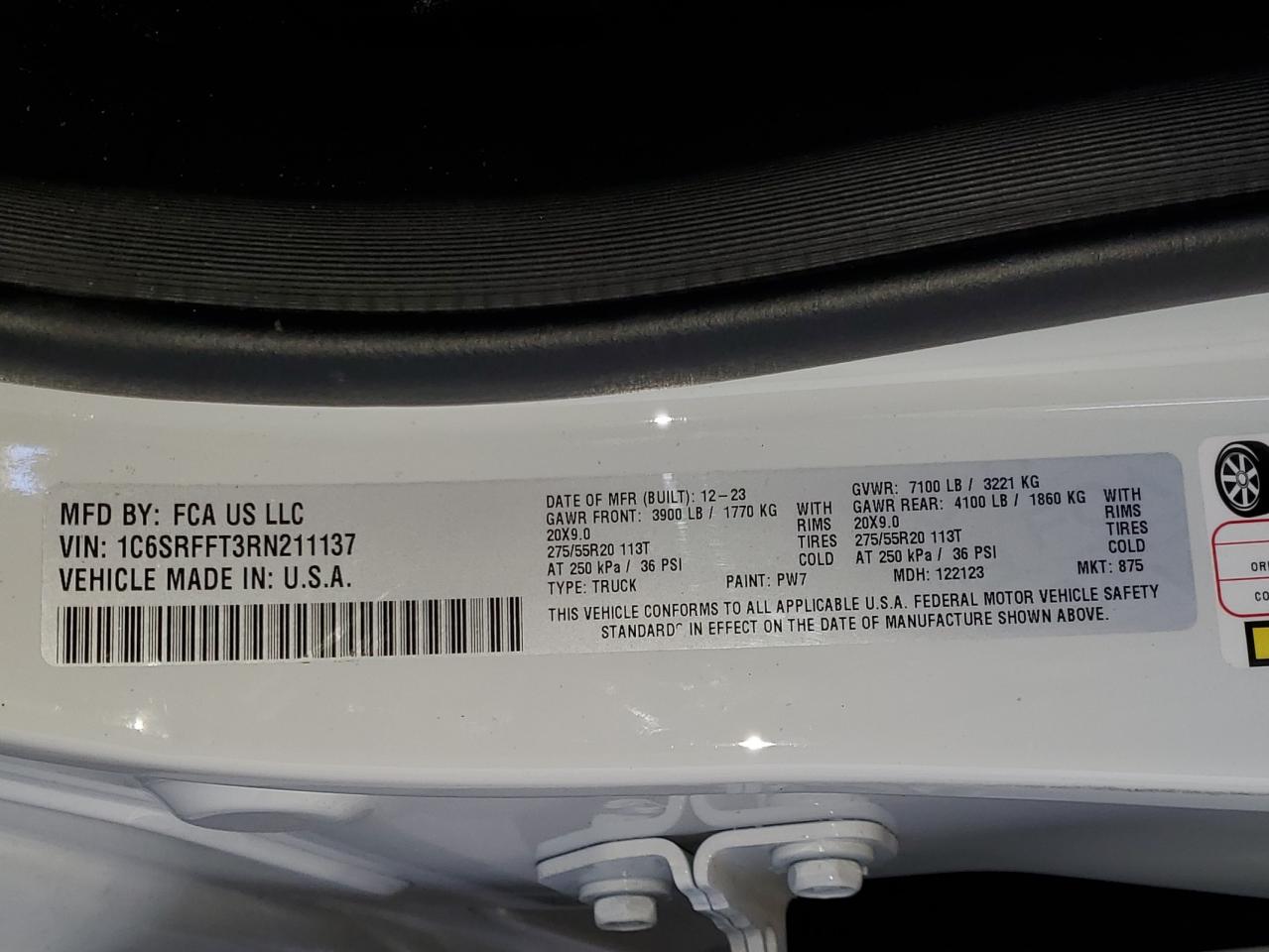 2024 Ram 1500 Big Horn/Lone Star VIN: 1C6SRFFT3RN211137 Lot: 82003875