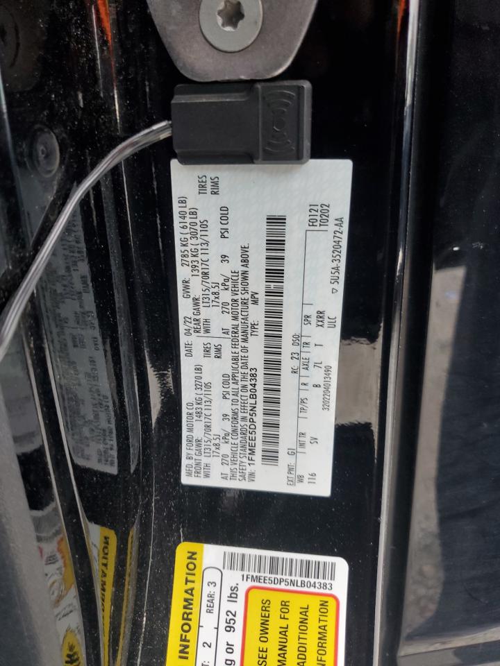 2022 Ford Bronco Base VIN: 1FMEE5DP5NLB04383 Lot: 85349895