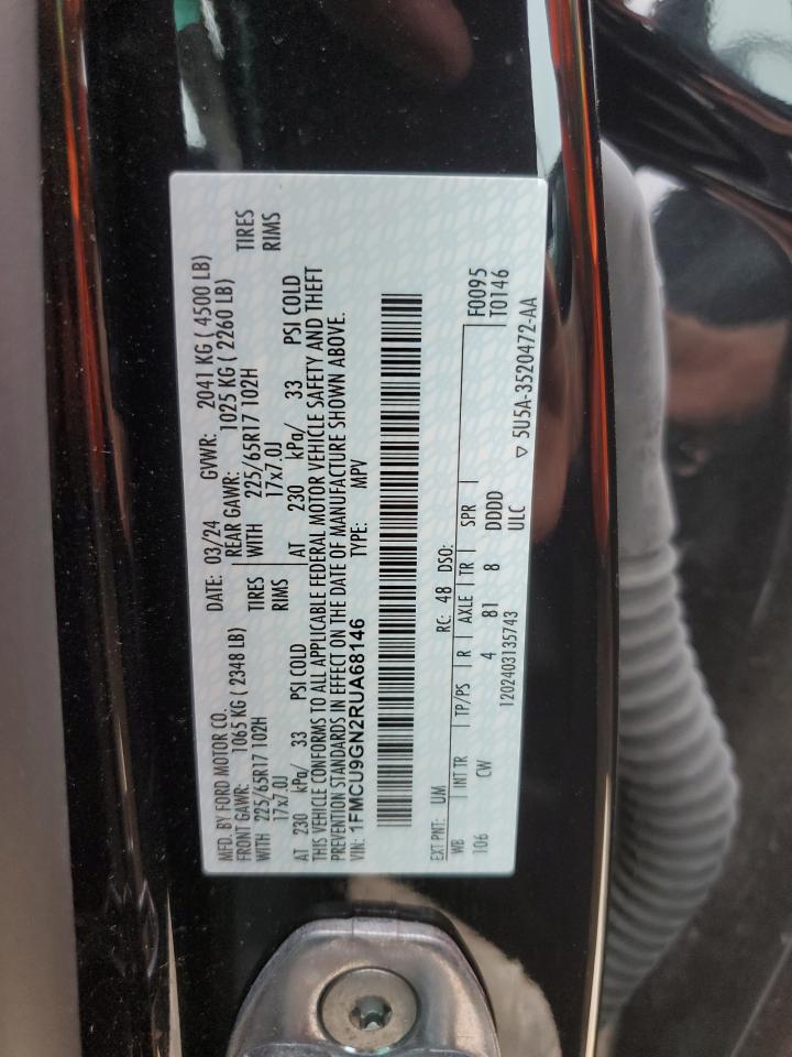 2024 Ford Escape Active VIN: 1FMCU9GN2RUA68146 Lot: 86287625