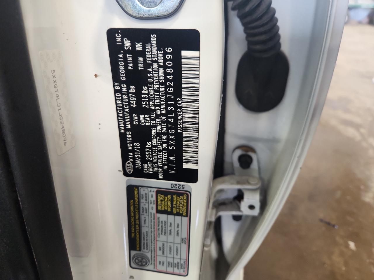 2018 Kia Optima Lx VIN: 5XXGT4L31JG248096 Lot: 85878645