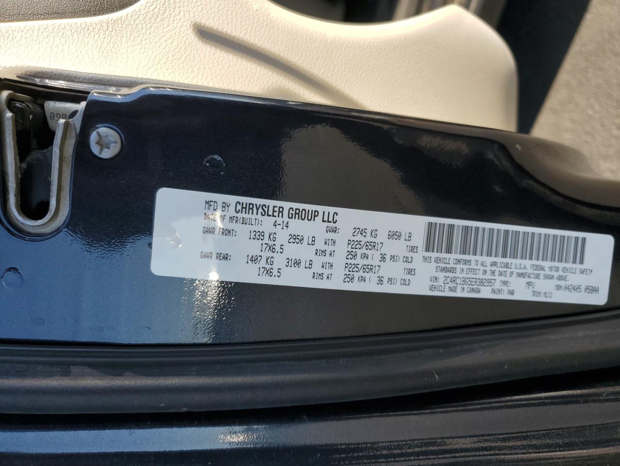 2014 Chrysler Town & Country Touring VIN: 2C4RC1BG5ER382957 Lot: 90738085