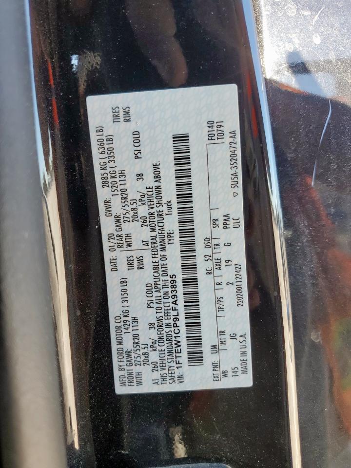 2020 Ford F150 Supercrew VIN: 1FTEW1CP9LFA93895 Lot: 86659665