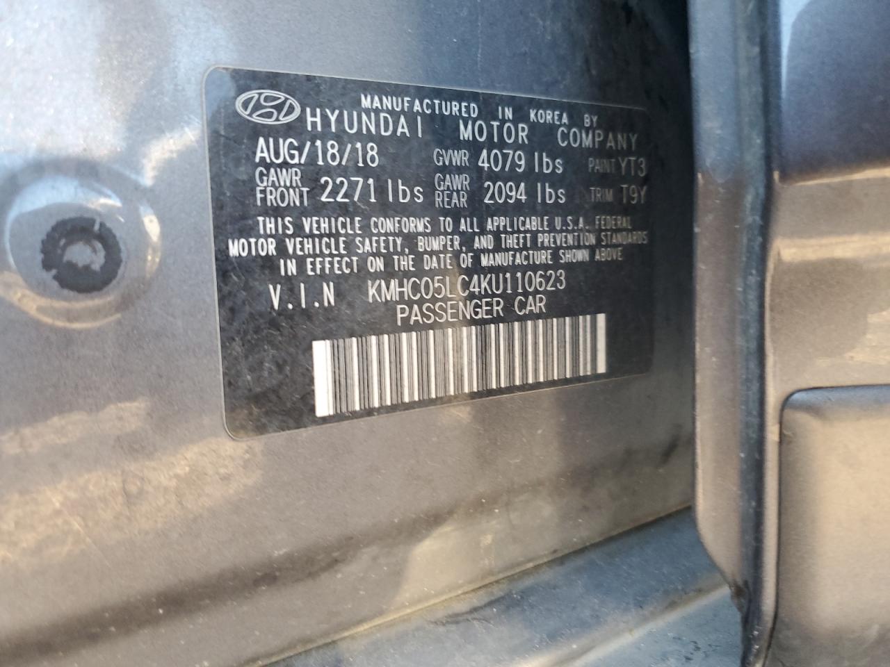 2019 Hyundai Ioniq Limited VIN: KMHC05LC4KU110623 Lot: 82286405