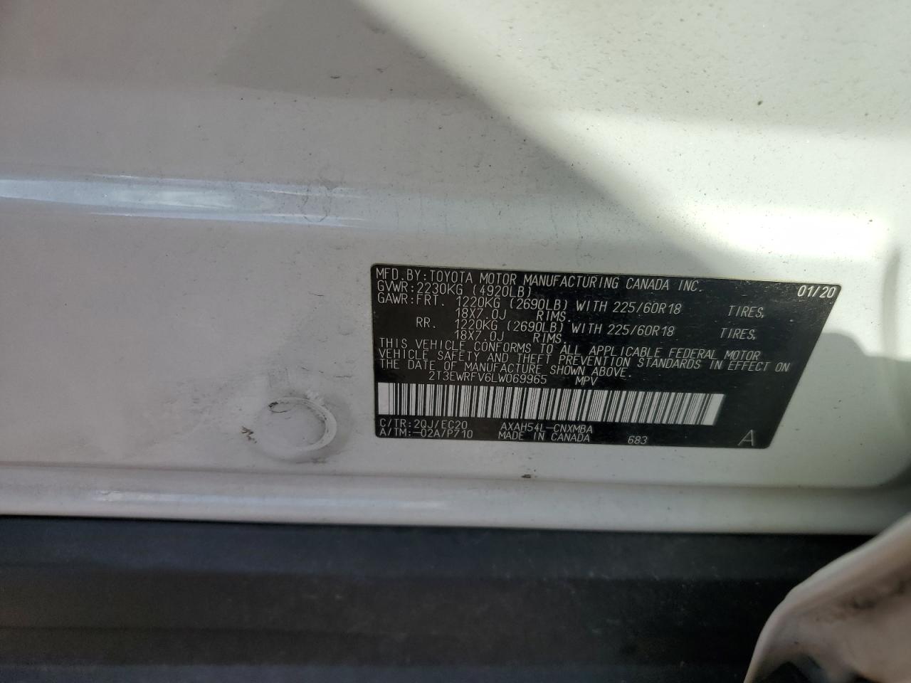 2020 Toyota Rav4 Xse VIN: 2T3EWRFV6LW069965 Lot: 87447485