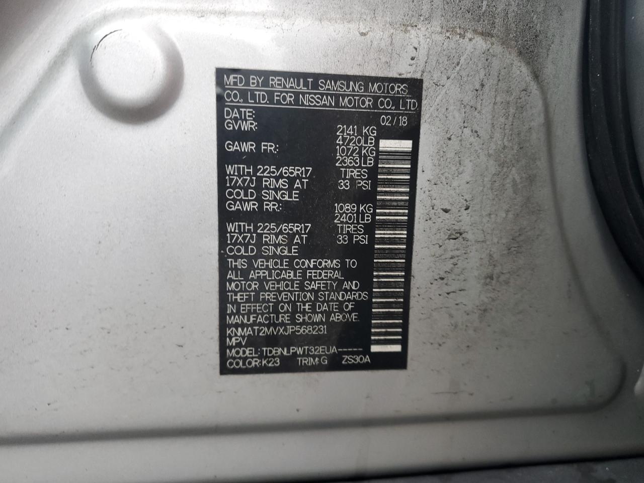 2018 Nissan Rogue S VIN: KNMAT2MVXJP568231 Lot: 86227735