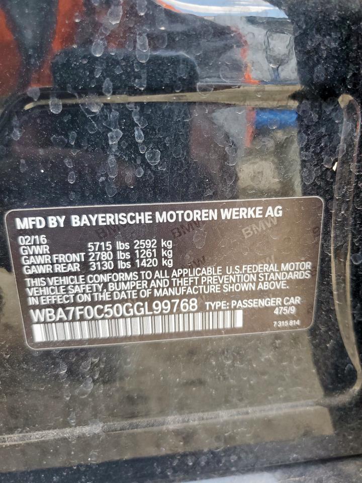 2016 BMW 750 I VIN: WBA7F0C50GGL99768 Lot: 85551165