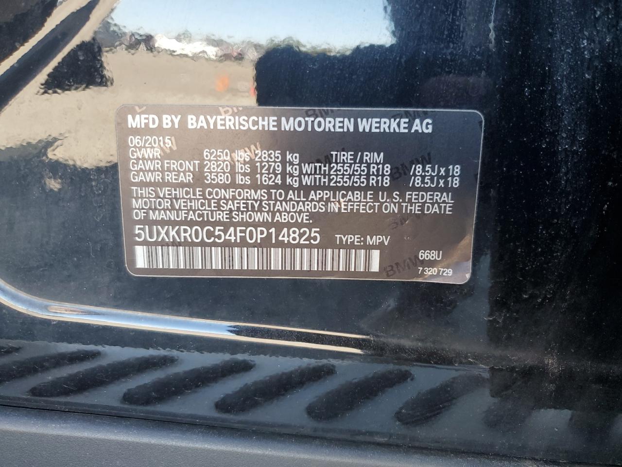 2015 BMW X5 xDrive35I VIN: 5UXKR0C54F0P14825 Lot: 86125245