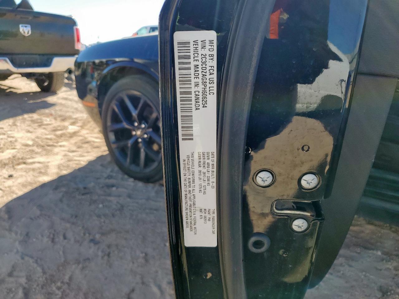 2023 Dodge Challenger Sxt VIN: 2C3CDZAG8PH606254 Lot: 90591105