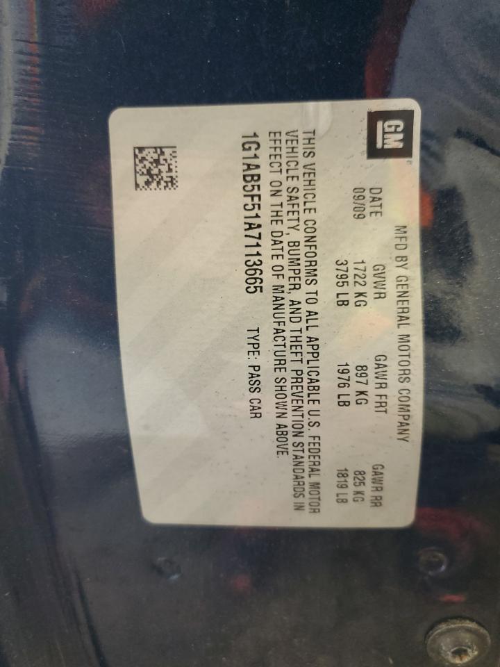 2010 Chevrolet Cobalt Ls VIN: 1G1AB5F51A7113665 Lot: 89529785