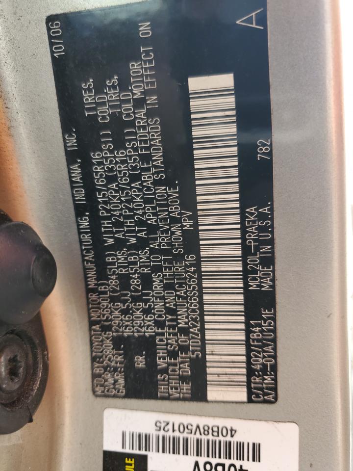 2006 Toyota Sienna Ce VIN: 5TDZA23C66S562416 Lot: 84868805