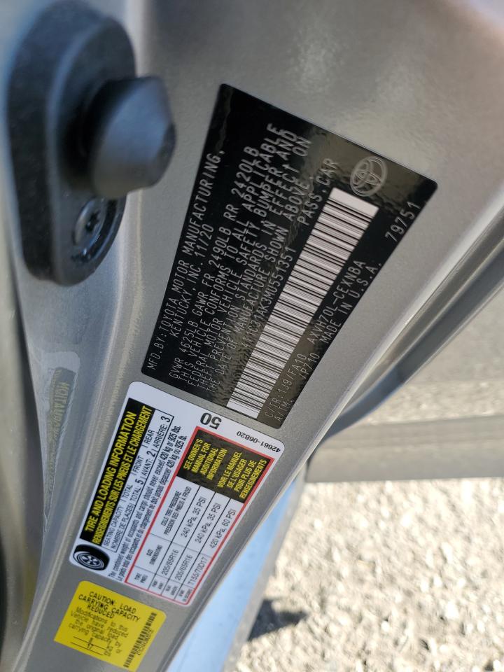 2021 Toyota Camry Le VIN: 4T1C31AK3MU551351 Lot: 84996375