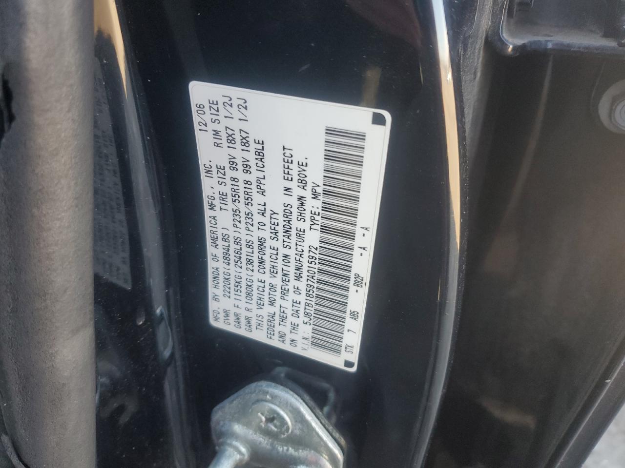 2007 Acura Rdx Technology VIN: 5J8TB18597A015972 Lot: 90292965