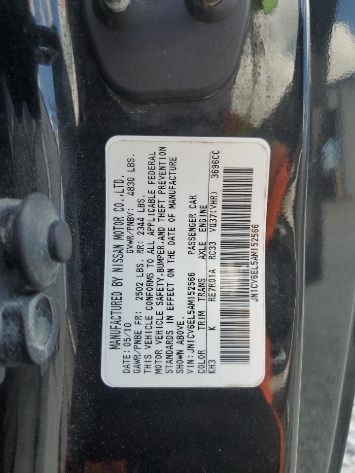 2010 Infiniti G37 VIN: JN1CV6EL5AM152566 Lot: 84813255