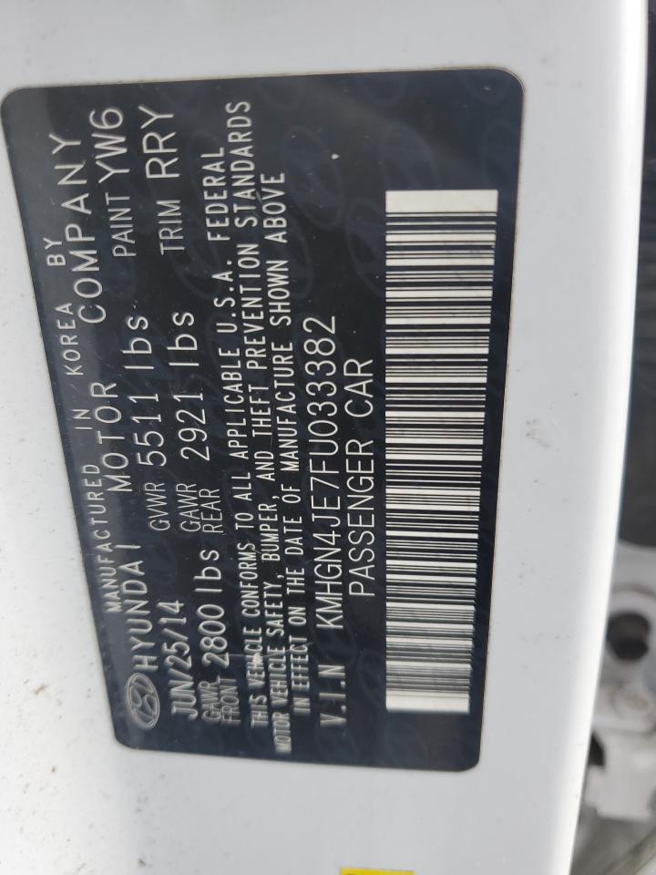 2015 Hyundai Genesis 3.8L VIN: KMHGN4JE7FU033382 Lot: 82290205