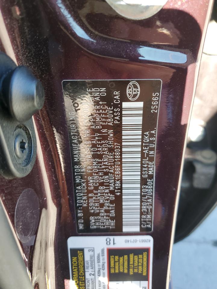 2015 Toyota Avalon Xle VIN: 4T1BK1EB6FU188037 Lot: 90667385