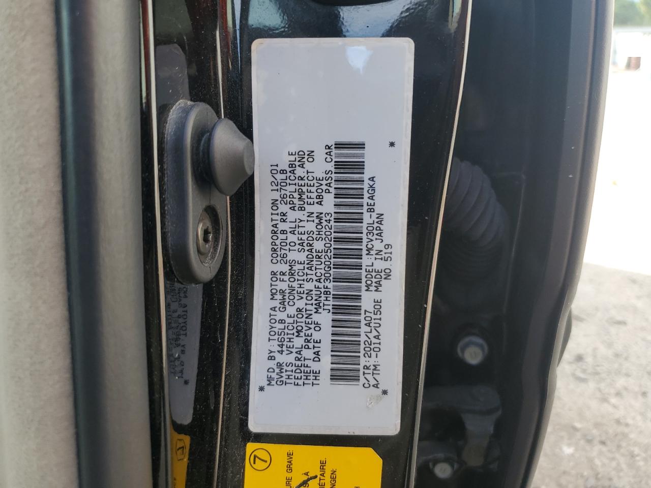 2002 Lexus Es 300 VIN: JTHBF30G025020243 Lot: 85647545