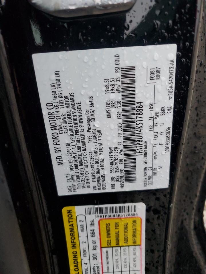 2019 Ford Mustang VIN: 1FATP8UH4K5178884 Lot: 82293825