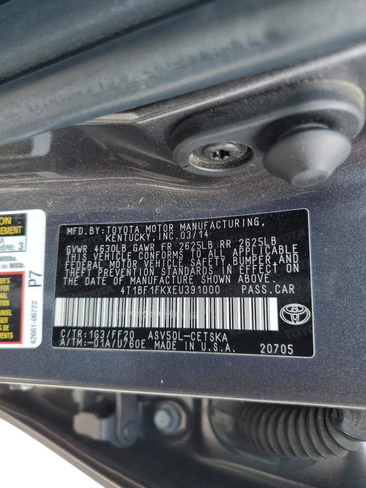 2014 Toyota Camry L VIN: 4T1BF1FKXEU391000 Lot: 82389925