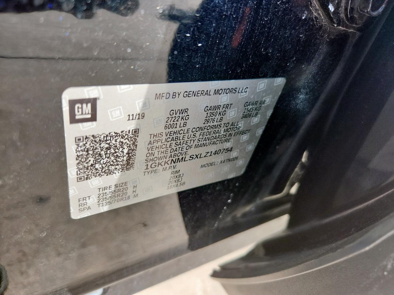 2020 GMC Acadia Slt VIN: 1GKKNMLSXLZ140754 Lot: 81954775