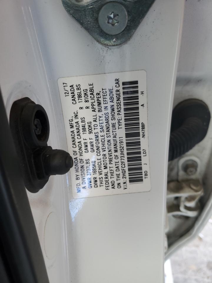 2018 Honda Civic Ex VIN: 2HGFC2F73JH521911 Lot: 81785365