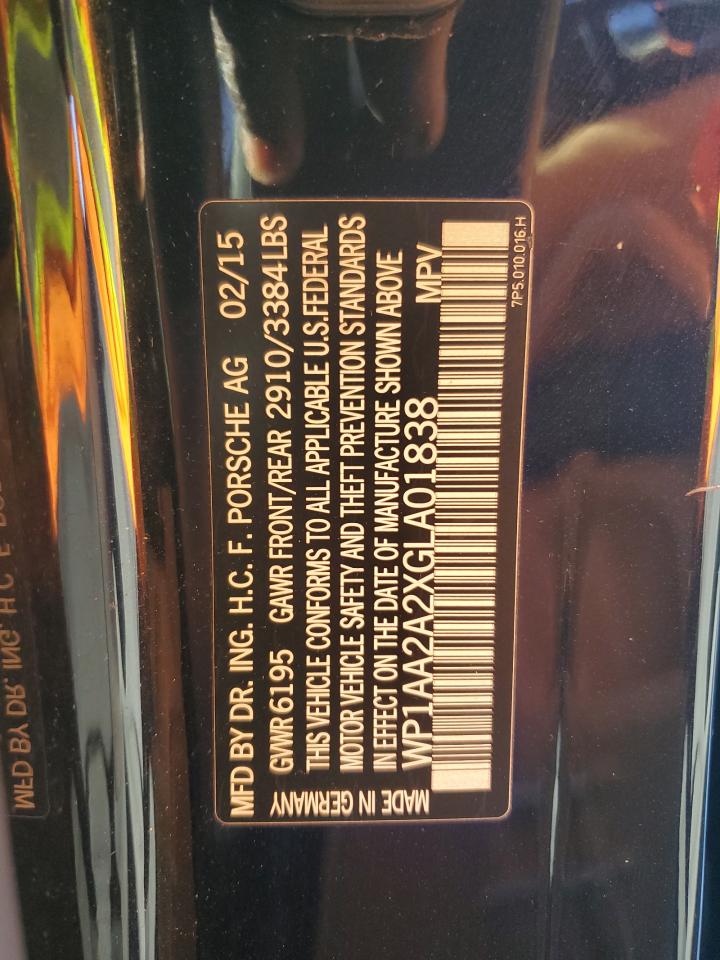 2016 Porsche Cayenne VIN: WP1AA2A2XGLA01838 Lot: 82500095