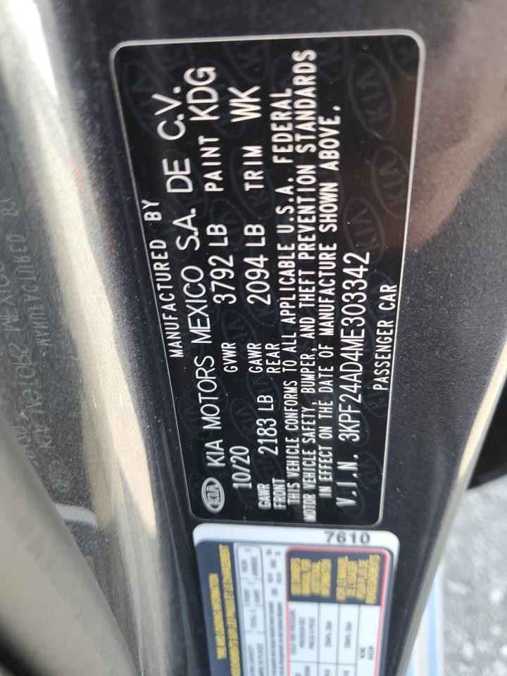 2021 Kia Forte Fe VIN: 3KPF24AD4ME303342 Lot: 86600415