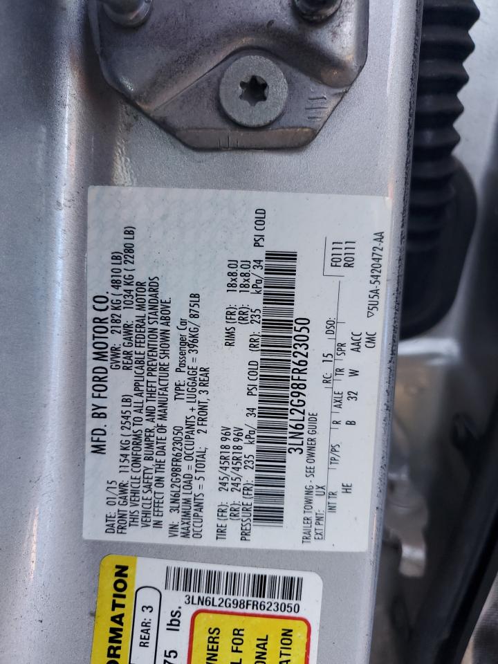 2015 Lincoln Mkz VIN: 3LN6L2G98FR623050 Lot: 89661135