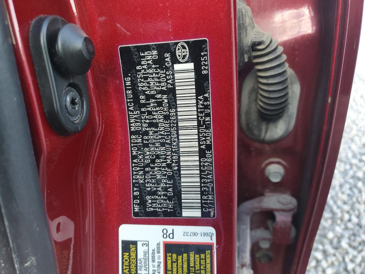 2016 Toyota Camry Le VIN: 4T1BF1FK2GU522696 Lot: 89561735