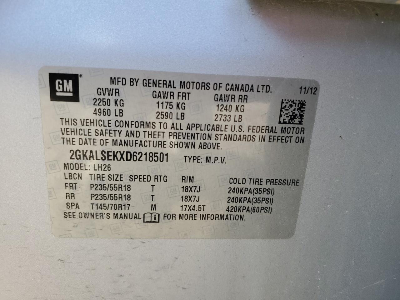2013 GMC Terrain Sle VIN: 2GKALSEKXD6218501 Lot: 82453495