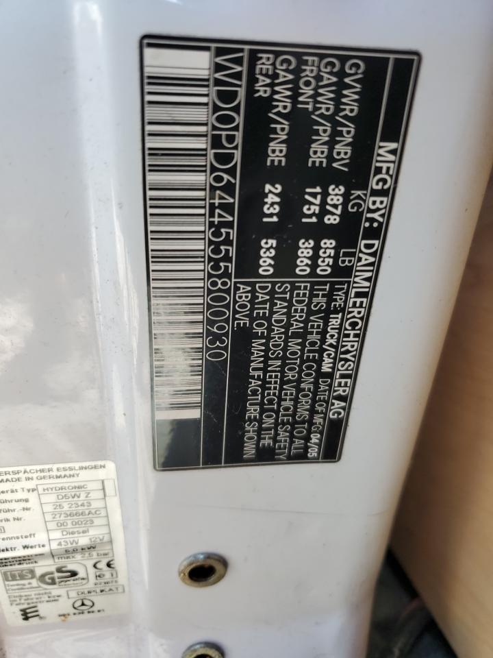 2005 Dodge Sprinter 2500 VIN: WD0PD644555800930 Lot: 82289965