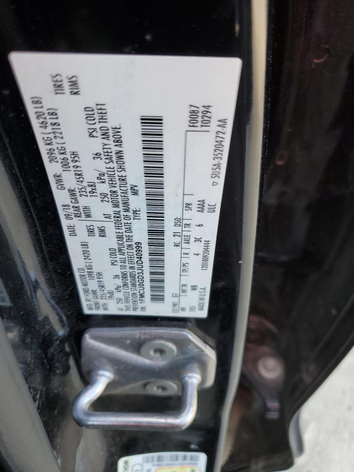 2018 Ford Escape Se VIN: 1FMCU0GD3JUD40999 Lot: 85510435