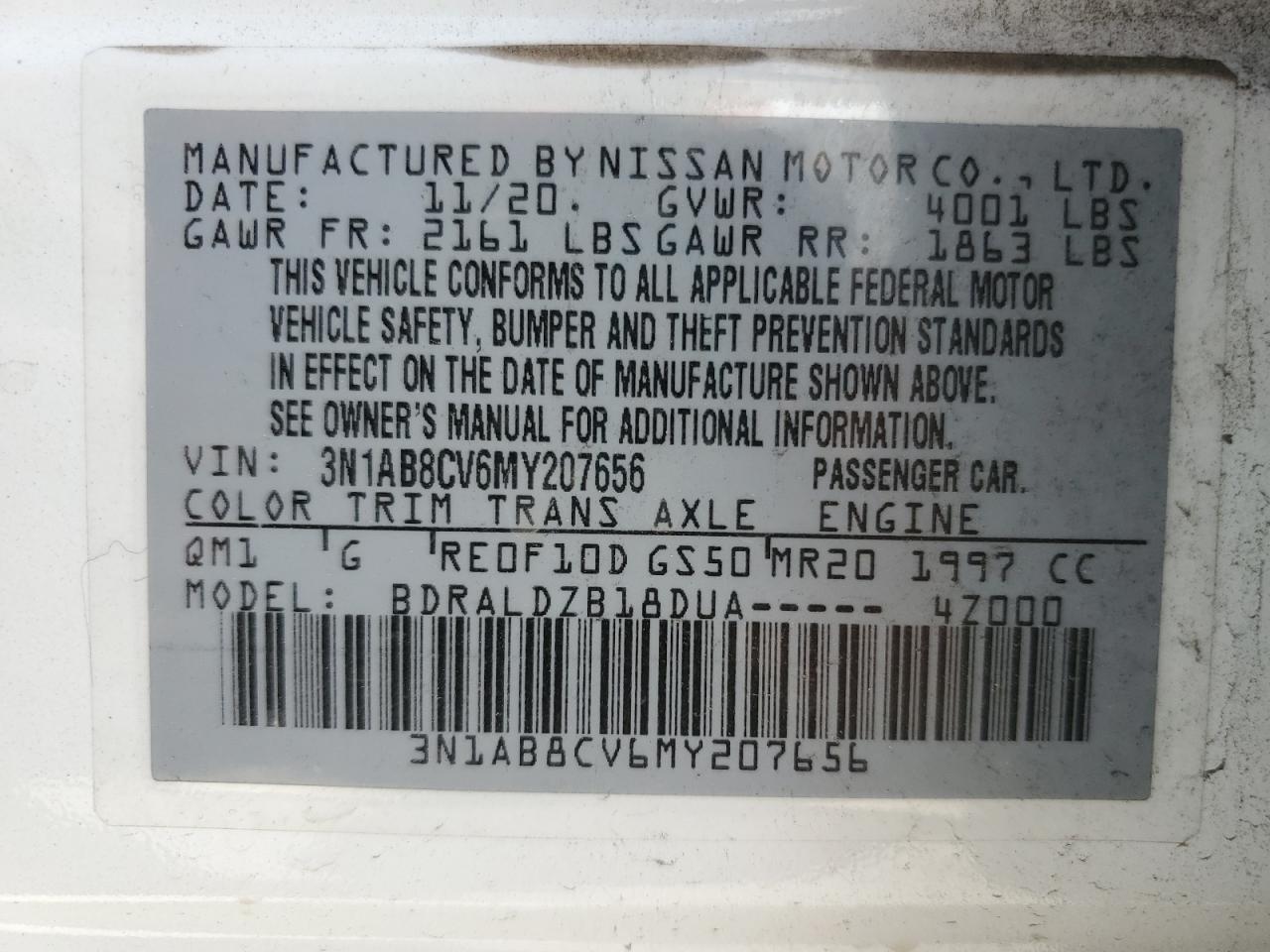 2021 Nissan Sentra Sv VIN: 3N1AB8CV6MY207656 Lot: 82539315