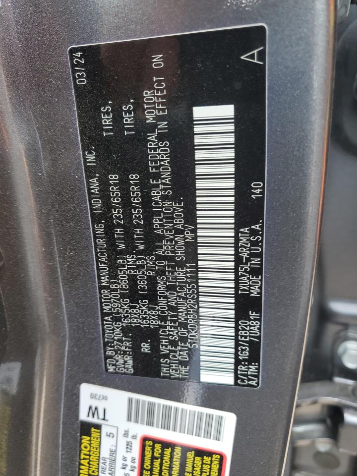 2024 Toyota Highlander Le VIN: 5TDKDRBH2RS551111 Lot: 85347825