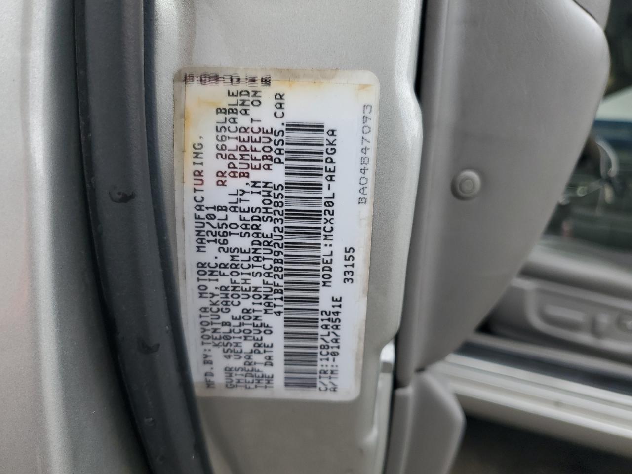 2002 Toyota Avalon Xl VIN: 4T1BF28B92U232855 Lot: 85571515