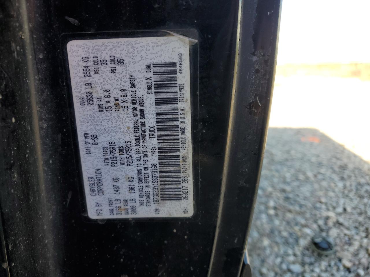 1995 Dodge Dakota VIN: 1B7GG23Y1SS373160 Lot: 81978235