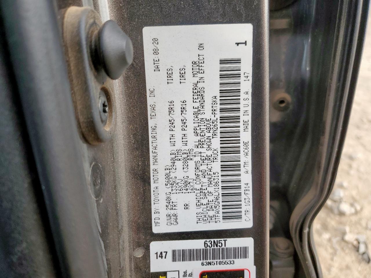 2020 Toyota Tacoma Double Cab VIN: 5TFAX5GN6LX186315 Lot: 84061475